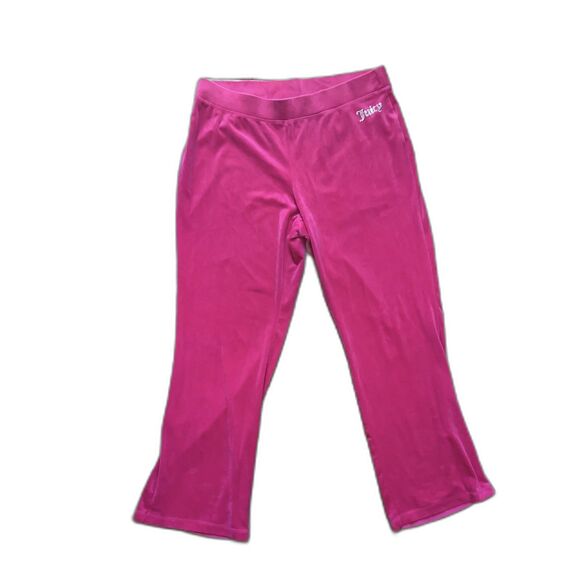 Juicy Couture Pants - Juicy Couture Pink Velour Track Pants Rhinestone Logo Wide Leg XL